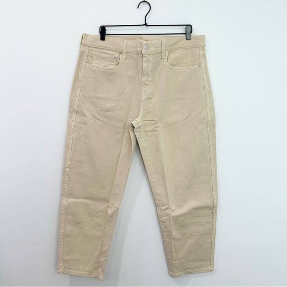 AYR The Beat Drop Jeans Barrel Leg in Straw Hat Cream Tan 34 Neutral Minimalist - Picture 2 of 9